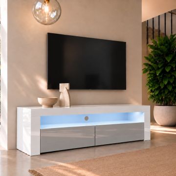TV-Meubel Aker (140x50,5cm) - Wit en Grijs