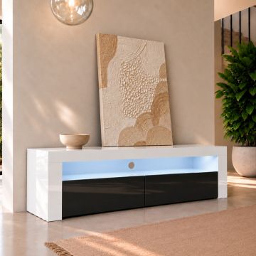 TV-Meubel Aker (140x50,5cm) - Wit en Zwart