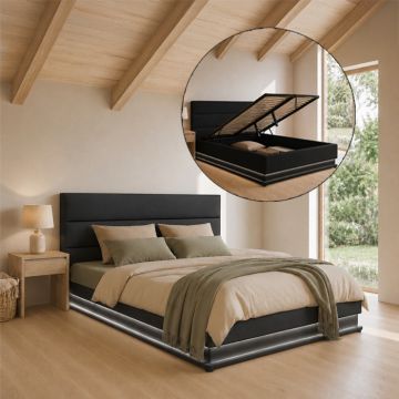 Tweepersoonsbed Nitas - 150 x 190 cm - Zwart