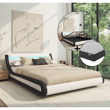 tweepersoonsbed-parisina-met-matras-cm-zwart-en-wit