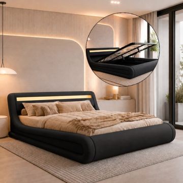 Tweepersoonsbed Rodas - 150 x 190 cm - Zwart