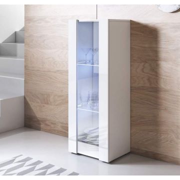 Vitrinekast model Luke V2 met standaard poten (40x128cm) - Wit