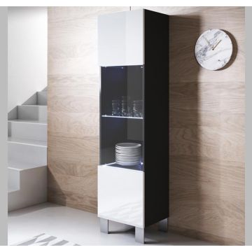 vitrine-mural-luke-v6-40x165cc-pieds-aluminium-noir-blanc