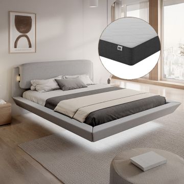 Zwevend tweepersoonsbed Diana met matras in grijs (160x200cm)