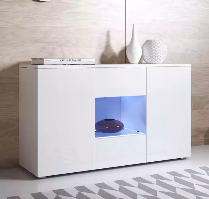 Dressoir model Luke A2 met standaard poten (120x72cm) - Wit