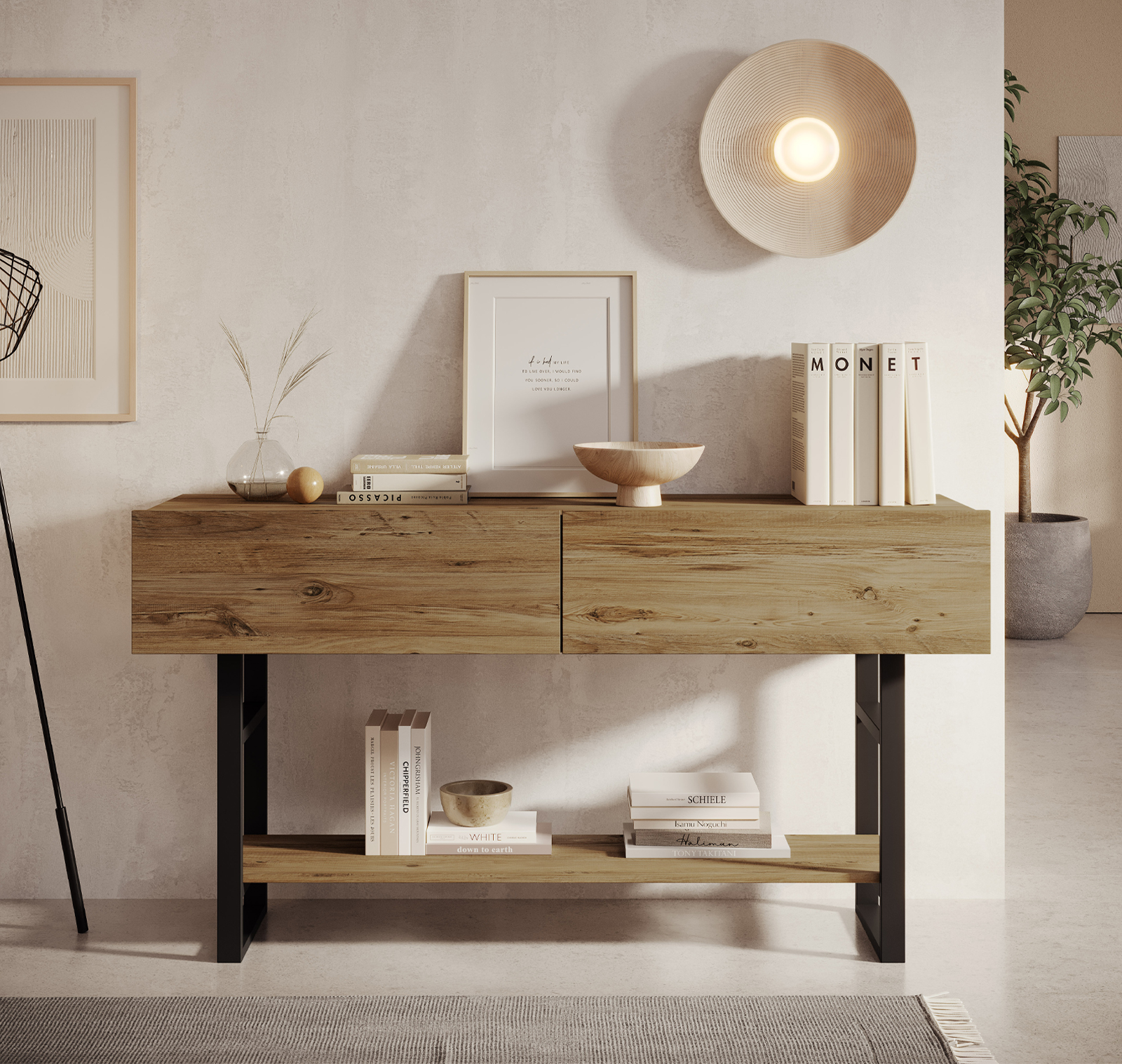 Industrieel Halmeubel Factory R1 (139 cm) houtskleur