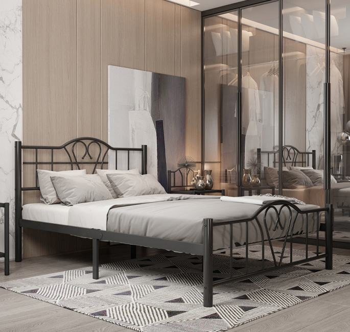 Bed met opbergruimte Abril Zwart