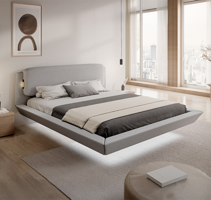 Bed met opbergruimte Diana Grijs